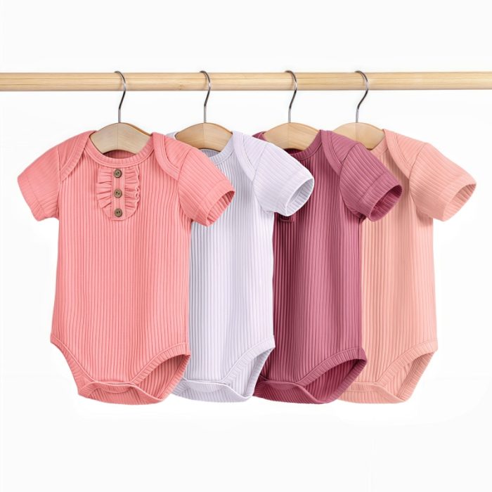 Organic Cotton Solid Color Baby Ribbed bodysuit Onesie    