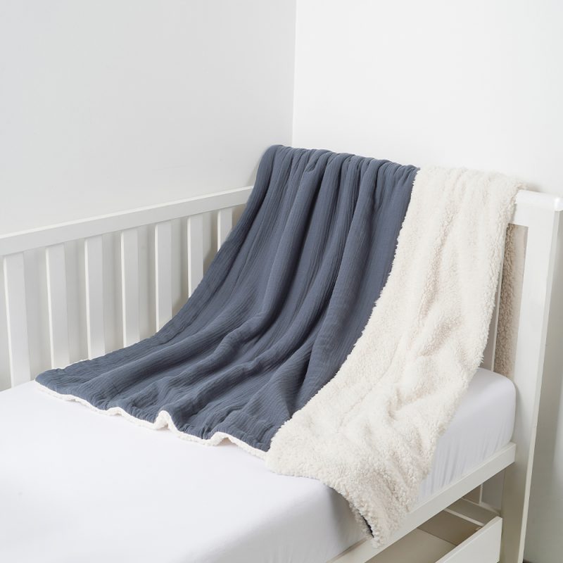 Cotton Muslin Crepe Sherpa Blanket