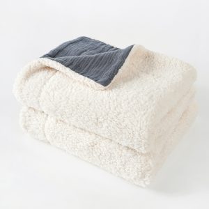 Organic Cotton Crepe & Sherpa Fleece EMF Shielding Radiation Protection Blankets