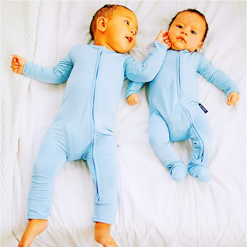 Solid color Organic Bamboo Two Way Zipper Baby Bamboo Pajamas