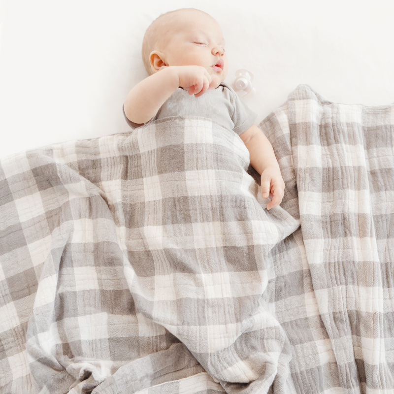 Organic Cotton Crepe muslin checkered baby blanket