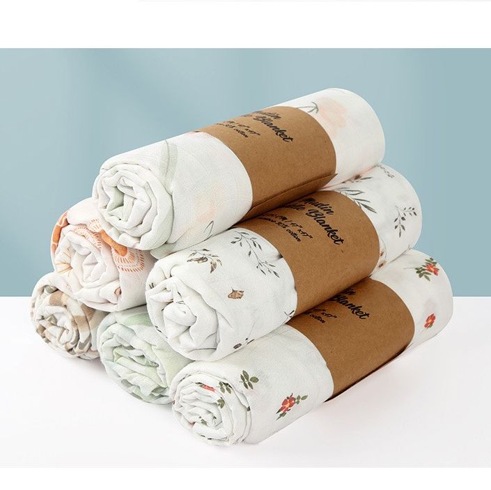 120cm bamboo cottom muslin swaddle blanket