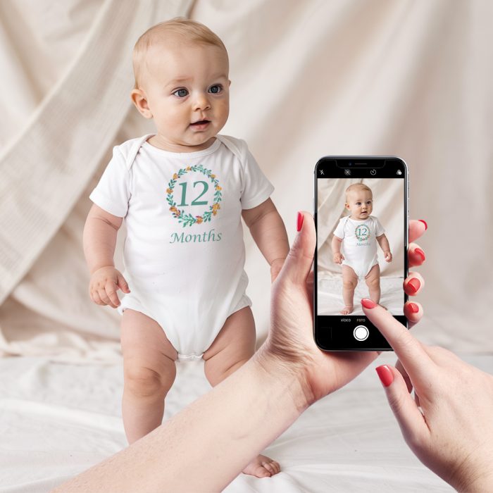 organic cotton milestone baby bodysuit