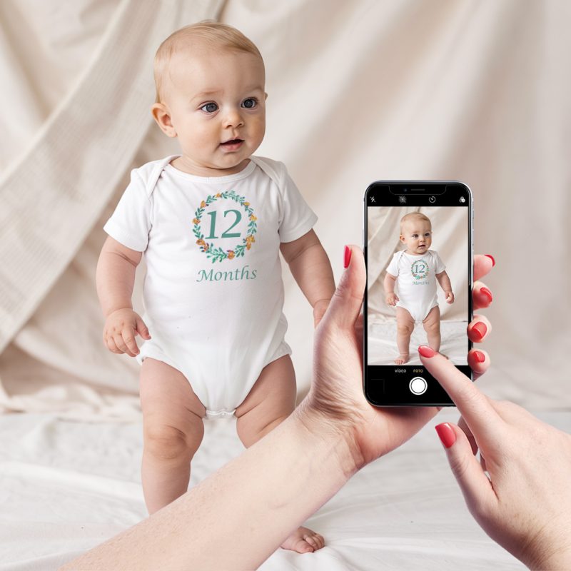 organic cotton milestone baby bodysuit