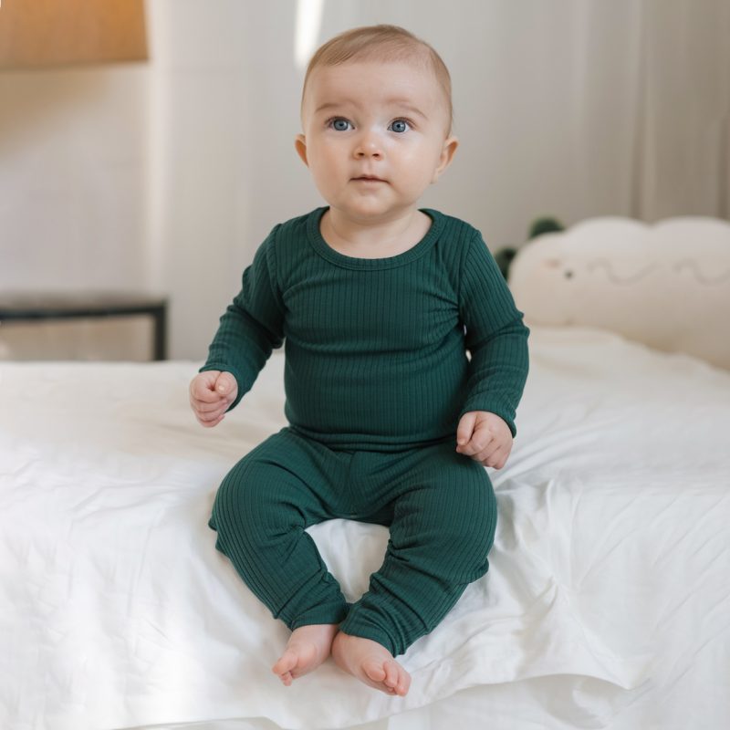 ribbed bamboo viscose baby 2-piece pajama set (3)