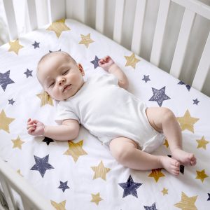 custom print organic cotton fitted standard crib sheet